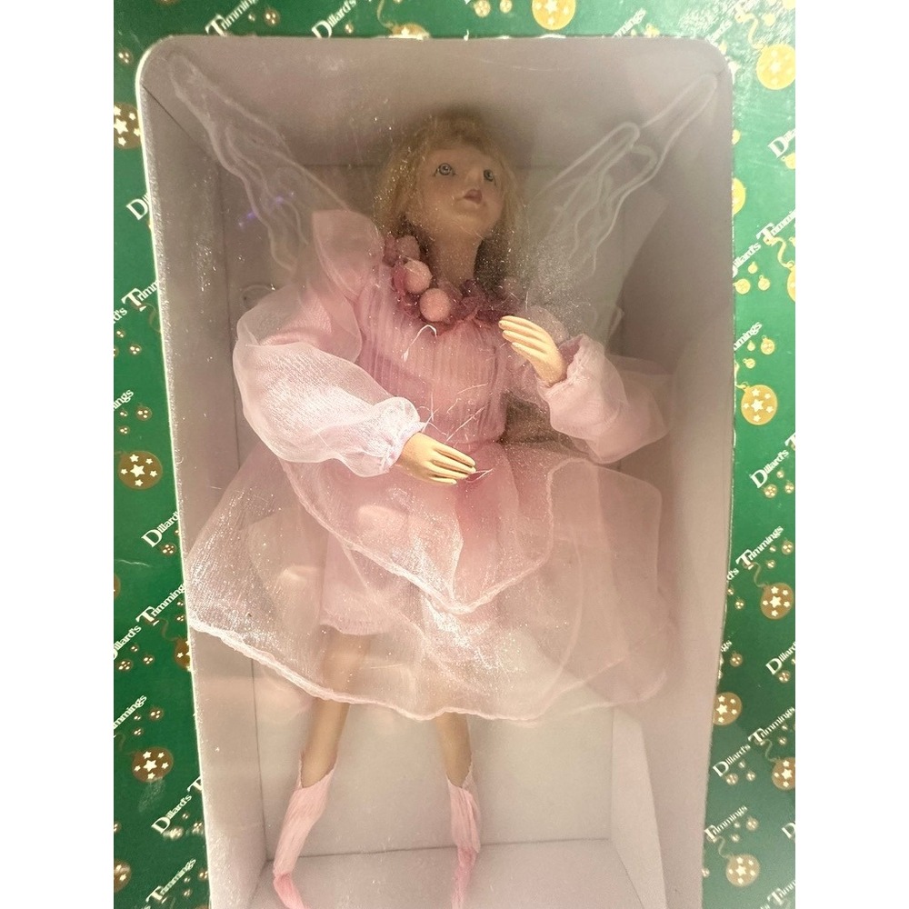 Dillard's Trimmings Porcelain Fairy in Pink Dress Doll NWT 11.5" T Vintage - Picture 2 of 5